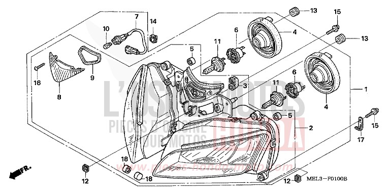 PROJECTEUR de CBR1000RR "Fireblade" IRON NAIL SILVER METALLIC-U (NH167EA) 2006